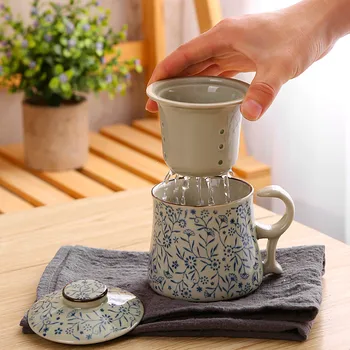 Čip šálku čaju Ručne Maľované Retro porcelánu Osobné pohár s krytom S filtrovaným čaj únikov Čaj Office poháre