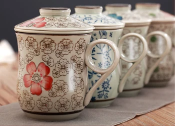 Čip šálku čaju Ručne Maľované Retro porcelánu Osobné pohár s krytom S filtrovaným čaj únikov Čaj Office poháre