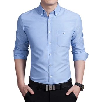 Čisté Farebné pánske Dlhý Rukáv Košele Veľkosť S M L XL 4XL 5XL Námornícka Modrá Čierna Modrá Červená Módne Obchodné Muž Tričko Slim Elegantné