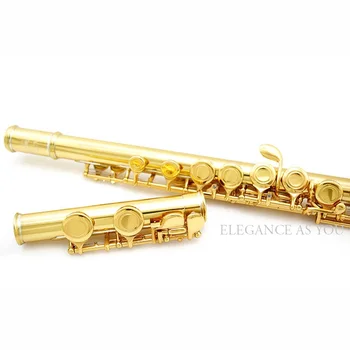Čistý dobrú kvalitu zvuku pozlátené 16 otvory kláves E C flauta,hrať zatvorené-jamkové cupronickel C ladenie nástroja flauta