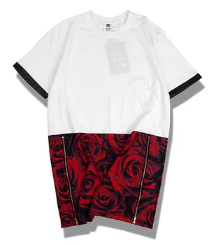 Človek Si Tun Lete Hip Hop unisex EXO právo Zhilong Rose Grafické Extra Dlhé tričko Tyga Paisley Bočné Zip hba t shirt Muži/ženy