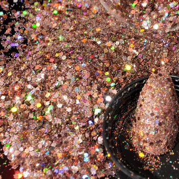 Čokoládovo Hnedá Akrylové Nechty, Glitter Power Mix Veľkosť UV Gél na Nechty Umenie Flitrami Shiny Manikúra Prachu v jar 5g 291