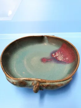 ČÍNSKA ĽUDOVÁ staré Jún Ware Chinaware porcelánu Broskyňa tvar misy & writing-kefa podložka