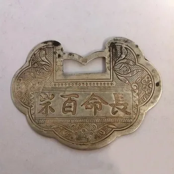 Čínskom tibete Striebro rozptýliť zlo, fengshui Detí, zdravia, dlhovekosti amulet náhrdelník s príveskom, kovové remeselné