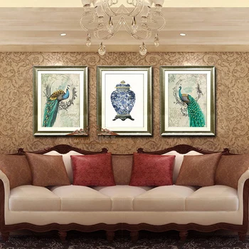 Čínsky domova maliarske umenie klasické páva modrá a biela porcelánová váza jednoduchého luxusu východnej plátno olejomaľba výtlačkov