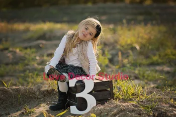 Číslo Tri 3 Prihlásiť Veku Foto Prop - Drevené pvc Veku Čísel pre Deti Fotografie - Veľké Drevené pvc Čísla