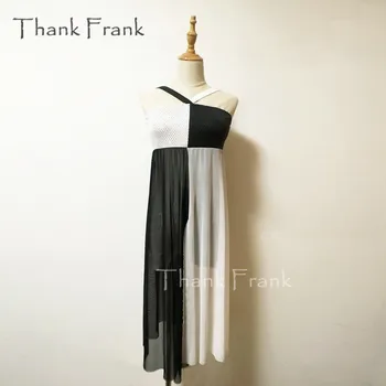 Ďakujeme, Že Frank Oka Dlho Lyrickej Šaty Čiernej A Bielej Elegantný Moderný Tanečný Kostým C357
