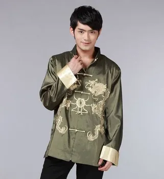 Šanghaj Príbeh hot predaj Dlhý Rukáv Bundy Čínske Tradičné oblečenie Dragon Bunda pánske mandarin golier kungfu Top 3 farby