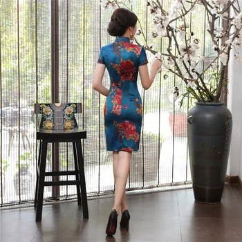 Šanghaj Príbeh Nový Príchod Letné Krátke Qipao Kvetinový Cheongsam Šaty Tradičné Čínske Oblečenie Orientálne Šaty pre Ženy