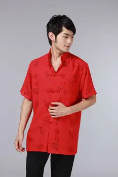 Šanghaj Príbeh národný čínsky štýl tradičných Čínskych Mužov tkanina bielizeň Tričko s drakom list vytlačený tang vyhovovali Tričko