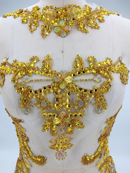 Šiť na zlatými kamienkami nášivka na oka vyrábané ručne crystal výbava opráv šaty príslušenstvo 60*43 cm