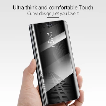 Škubnutí Pre Apple iphone X Luxusnej Kože Flip puzdro Pre iphone 6 6s Plus 7 8 Plus, Smart Mirror Telefón Prípade Držiteľ Flip Cover prípade