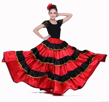 Španielsky Tanečné Kostýmy pre Ženy Flamenco Tanec Sukne Brucho DanceSkirt španielsky Oblečenie Flamenco Šaty Hore a Sukne 540 Stupeň