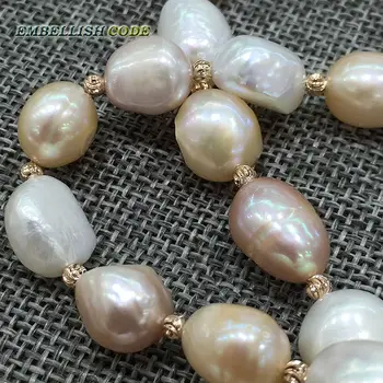 špeciálne semi baroková perla nepravidelného Rose Zlaté korálky náhrdelník Zmiešané farby biela ružová fialová stely sladkovodných perál pre ženy