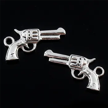 Šperky diy 20pcs Tibetského Striebra Revolver ruke zbraň Charms Prívesky pre náhrdelník náramok prívesok na kľúče Robiť Plavidlá 21*16 mm