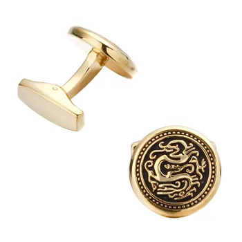 Šperky francúzske tričko cufflink pre pánske Značky Čínsky Drak Putá odkaz Luxusné Svadobné Tlačidlo Zlato Vysokej Kvality