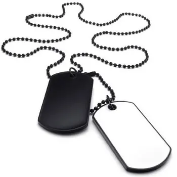 Šperky Mužov Náhrdelník, 2 Vojenské Identifikátorov Army Štýl Dog Tag Prívesok s 68 cm Náhrdelník, Biela Čierna