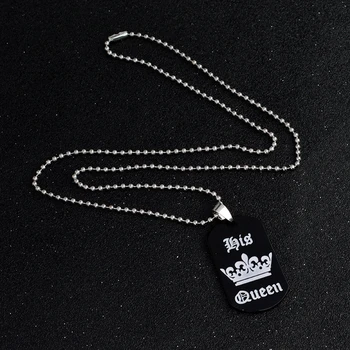 Šperky prispôsobené jej kráľ jeho kráľovná vyryté písmená čierny pes štítok náhrdelník pár Valentína darček veľkoobchod