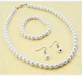 Šperky Sady Nevesta príslušenstvo imitácie perál ručne korálkový náhrdelník náramok náušnice nastaviť 0282