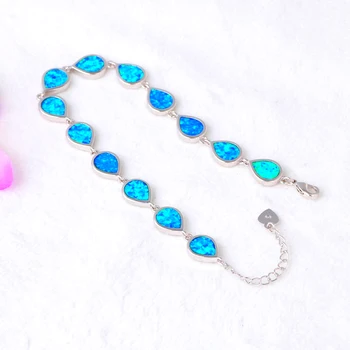 Štedré Veľkoobchod a Maloobchod Pre Ženy Šperky Blue Rainbow Opal Pečiatkou mincový Striebro Náramok OB054