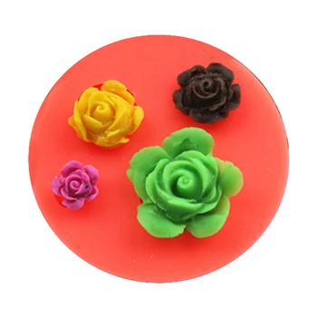 štyri ruže, Kvety 3D kuchynské náradie dekorácie Silikónové Fondant Cukru Plavidlá Formy DIY Tortu cukrovinky, čokoláda Zdobenie