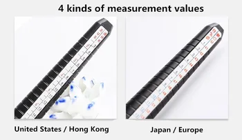 Štyri v jednom Presná veľkosť Prsteňa merací nástroj DIY Zistenia a Komponenty NÁS / Japonské/ Hong Kong /Európska Veľkosť