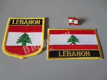Štátna Vlajka Výšivky Opráv a Kovové Vlajka Klopě Pin LIBANON
