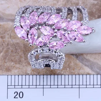 Štýlový Pink & White CZ 925 Sterling Silver Ring Pre Ženy Veľkosť 6 / 7 / 8 / 9 / 10 S0185