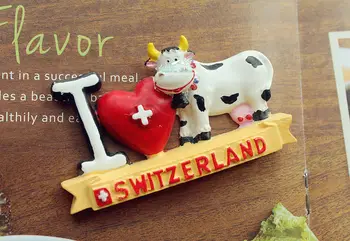 Švajčiarsko Mliečne Krava Cestovnom ruchu obchod so 3D Živice Chladnička Magnet Plavidlá