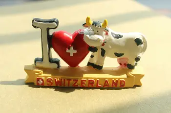 Švajčiarsko Mliečne Krava Cestovnom ruchu obchod so 3D Živice Chladnička Magnet Plavidlá