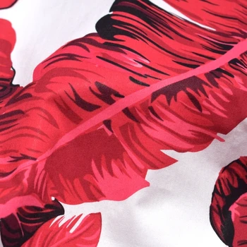 Šírka 140 cm módne Červená banán leaf Reaktívne potlač a farbenie čisté bavlnené tkaniny pre šaty telas tissus au meter tissu urob si sám
