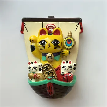 Šťastie Mačka Japonský Poklad Loď Tvorivé 3D Magnety na Chladničku World Travel Suvenírov Chladnička Magnetické Nálepky Domova