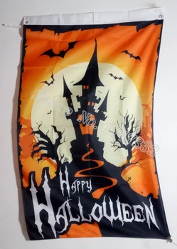 Šťastný Halloween Vlajka 3X5FT 150X90CM Banner mosadze, kov diery