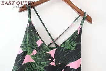 Žena letné beach bežné sundress kokosový leaf tlač roztomilý letné sundresses ženy šaty letné 2017 KK1083