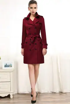 Ženské výkopu coats 2018 jar jeseň fashion slim dvojité breasted zákopy srsti ženy long-sleeve stredne dlhé kabáty plus veľkosť