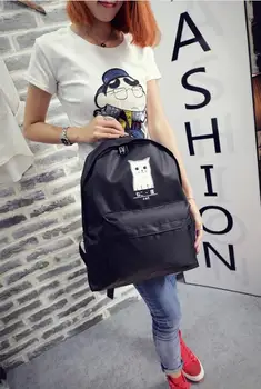 Ženy batoh 2018 Nové Módne plátno školský batoh dievča cat batoh jednoduché školy taška pre ženy bežné ženy cestovná taška