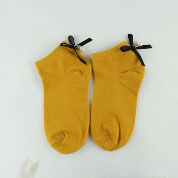 Ženy/Dievčatá Kreatívny Dizajn Päty Bowknot Perly Roztomilé Ponožky Japonsko Módne Harajuku Ponožky Čisté Farby, Vtipné Ponožky Meias Calcetines