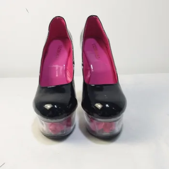 Ženy, Horúce Neónové farby sexy 15 CM ultra Vysokým podpätkom Čerpadlá/Ružová 6 cm platforma kvety Crystal strany topánky Veľkosť 5-12