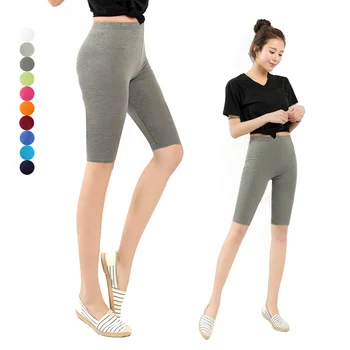 Ženy Koleno Dĺžke Elastické jednofarebné Dámske Ležérne Nohavice Fitness Plus Veľkosť 3-5XL H9