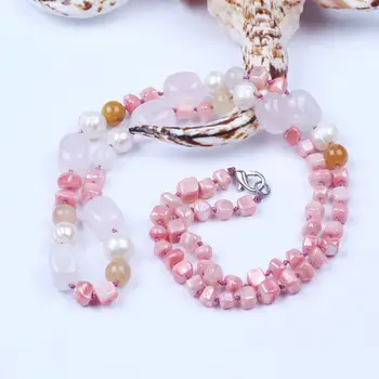 Ženy lady semi-precious stone náhrdelník shell perlou náramok choker náhrdelník bijous kameň šperky set pre ženy, šperky strany