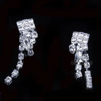 Ženy, Luxusné Crystal Svadobné Party Svadobné Šperky Sady Strapec Náhrdelníky Náušnice HOT
