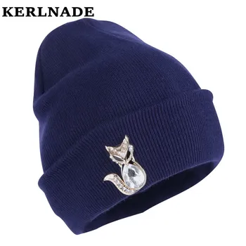 ženy, nový dizajn čiapočku dievča bežné zimné klobúk crystal korálky fox zvierat vzor žena módy čiapky veľkoobchod skullies