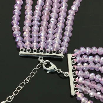 Ženy, náušnice, náhrdelník 7 riadkov tmavo ružová kolo shell simulované-crystal pearl high grade elegantné šperky set B1298
