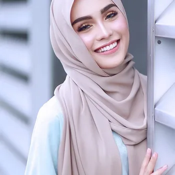 ženy obyčajný bublina šifón šatku hidžáb zábal printe farbou šály, čelenky moslimských hijabs šatky/šatku, 47 farby