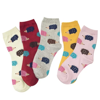 ženy roztomilý ježko vzor bavlnené ponožky ženskej módy zviera tlače ponožky 5pairs/veľa