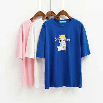 ženy t-shirt kórea lete Cartoon vytlačené voľné krátke rukávy tshirts mäkké sestra roztomilý tee košele dámske ležérne topy