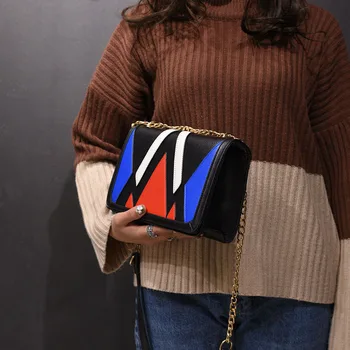 ženy taška 2017 nové módne kabelky pu geometrický vzor malé námestie taška na rameno crossbody tašky spojka program messenger tašky