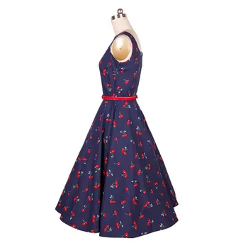 Ženy Vintage Šaty 50. rokov 60-tych rokov, Cherry Vytlačí v Lete Retro Štýl Audrey Hepburn Swing Dievčinu Rockabilly Šaty Plus Veľkosť Femininos