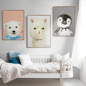 žiadny rám pastoračnej cartoon rozkošný pet zvierat plátno potlače olejomaľba tlačené na plátno domov wall art decoration obrázok