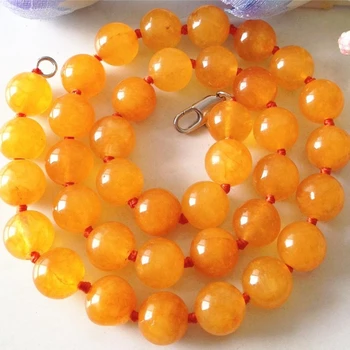 Žltá chalcedony jades semi-precious stone 10 mm okrúhle korálky diy chokers náhrdelník pre ženy strany darčeky, šperky 18-palcové MY3360